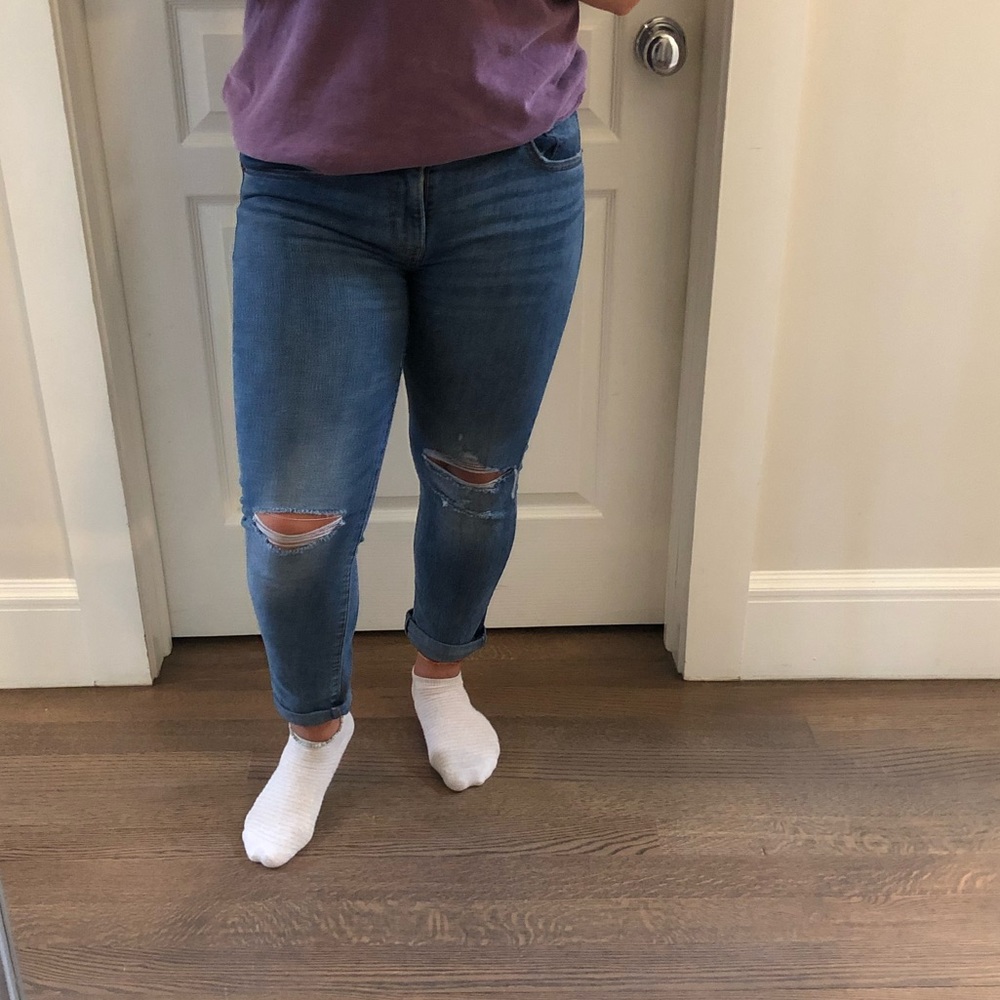 low rise ripped jeans